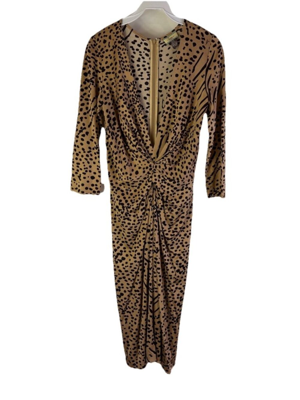 Issa London Silk Leopard Animal Print Ruched Dress